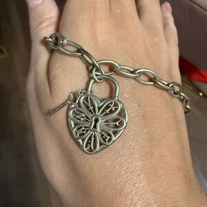 Tiffany & Co. Silver Filigree Heart Key charm bracelet